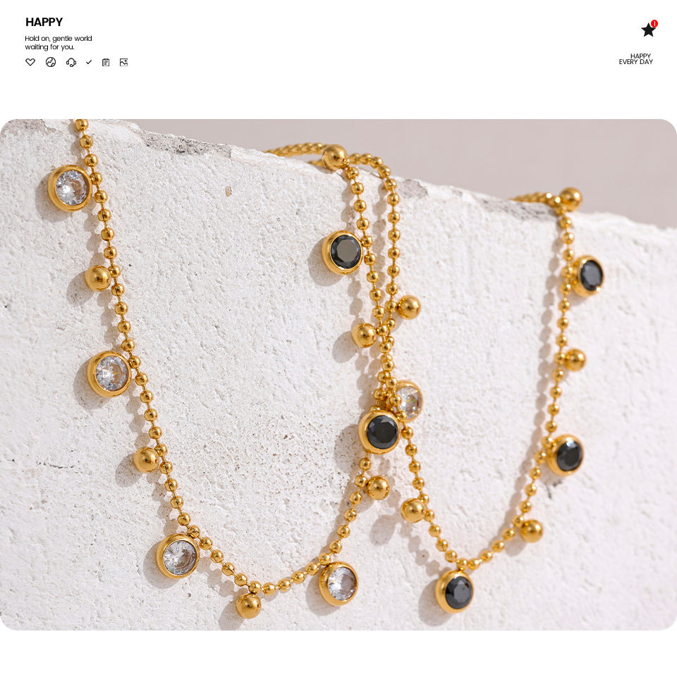 Thumbnail: Luxury Shiny Cubic Zirconia Chain Stainless Steel Aesthetic Necklace Brace