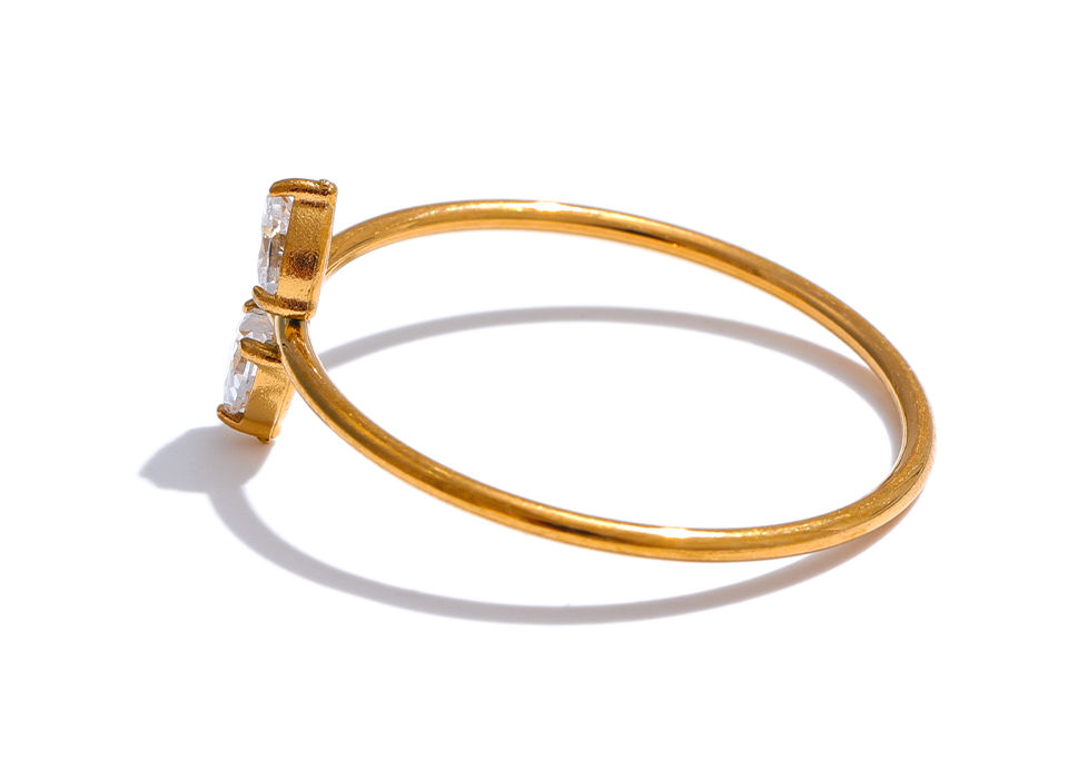 Thumbnail: Stainless Steel Zircon Ring Women Fashion 18k Gold Plated Jewelry Exquisit