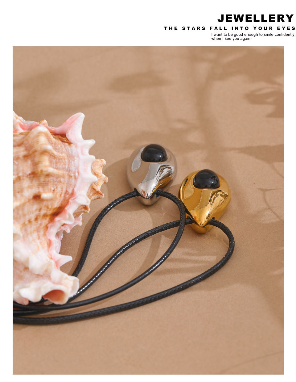 Thumbnail: Stainless Steel Water Drop Agate Stone Pendant PU Leather Necklace for Wom