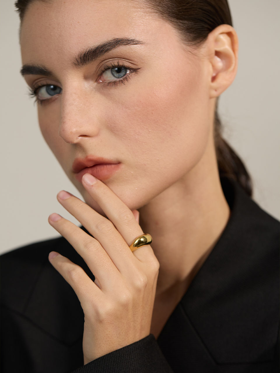 Thumbnail: Minimalist Smooth Stainless Steel Metal Geometric Finger Ring Waterproof 1