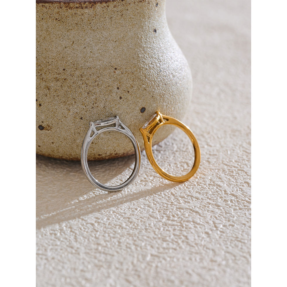 Thumbnail: Wholesale Stainless Steel Shiny Cubic Zirconia Casting Ring for Wome