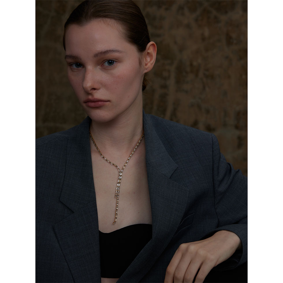 Thumbnail: Delicate Shiny Multicolored Cubic Zirconia Chain Chest Necklace High Quali