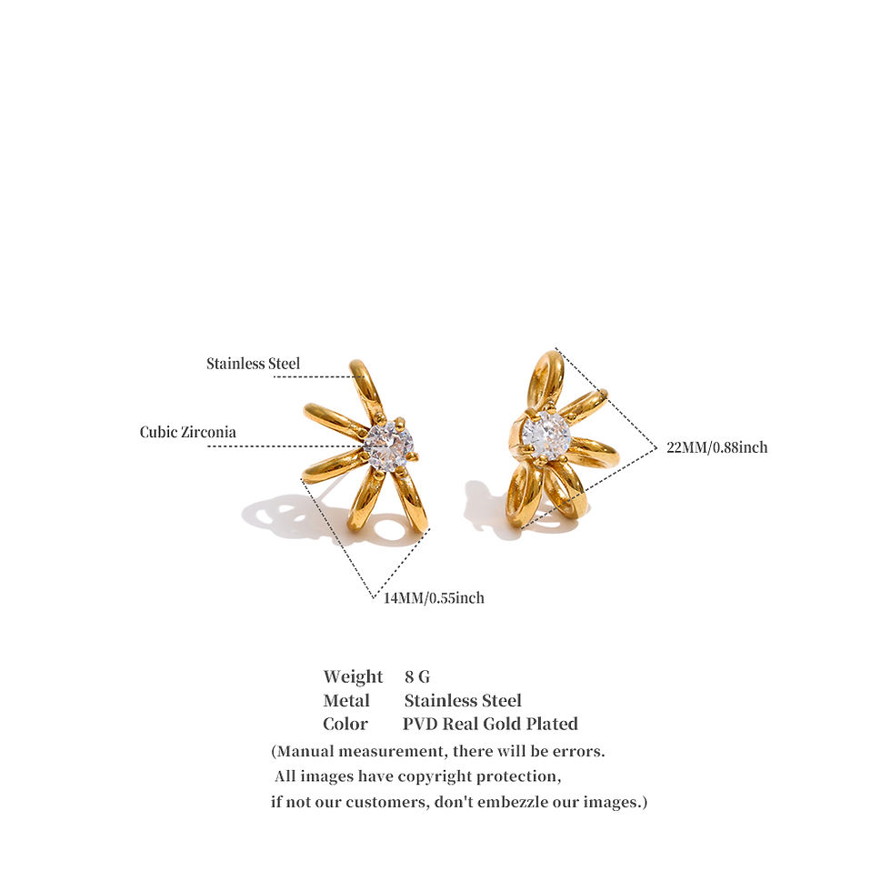 Thumbnail: Stainless Steel Zirconia Geometric Aesthetic Stud Earrings High Quality Da