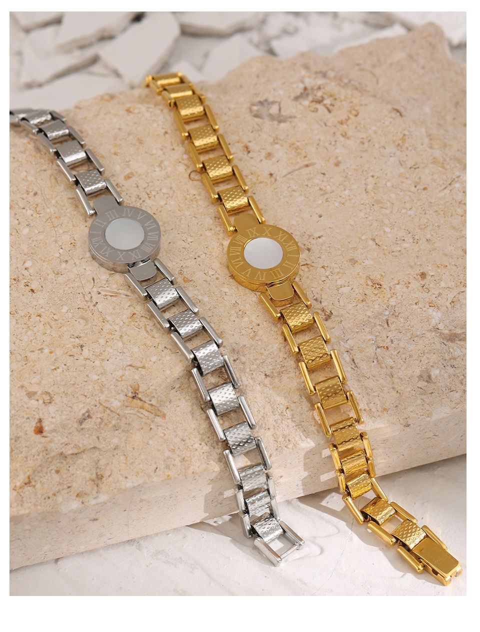 Thumbnail: Stainless Steel Women Bracelet Trendy Roman Numeral Shell Bracelet Ne