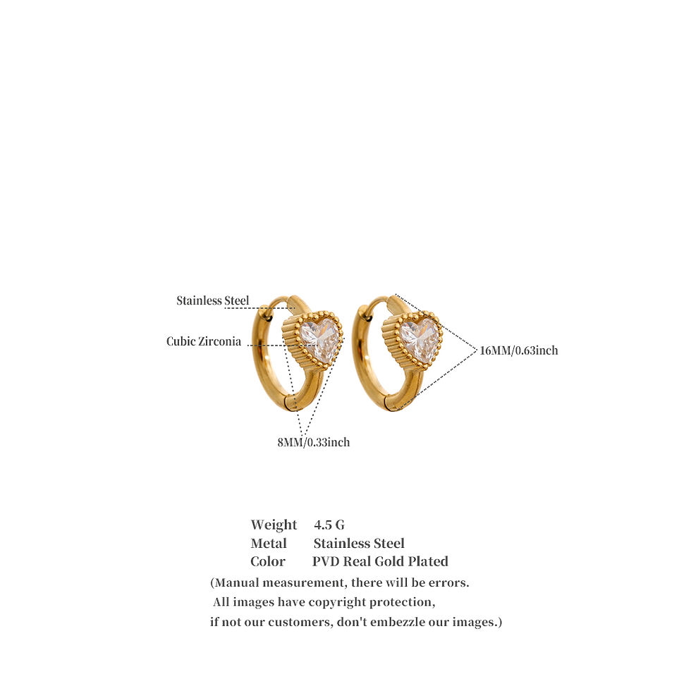 Thumbnail: Stainless Steel Cubic Zirconia Heart Hoop Earrings for Women High Quality