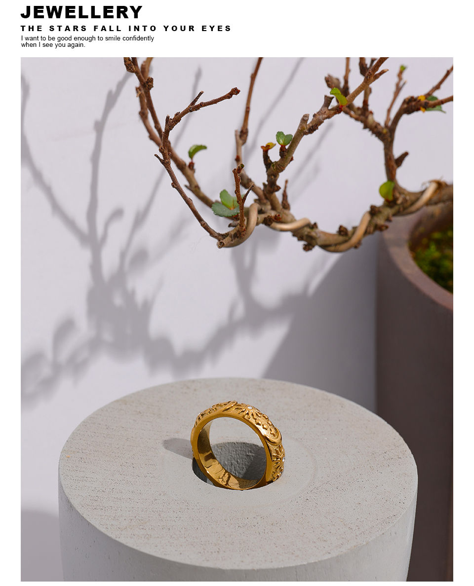 Thumbnail: Sun Star Moon Ring Stainless Steel Jewelry Stylish Metal Celestial Women R