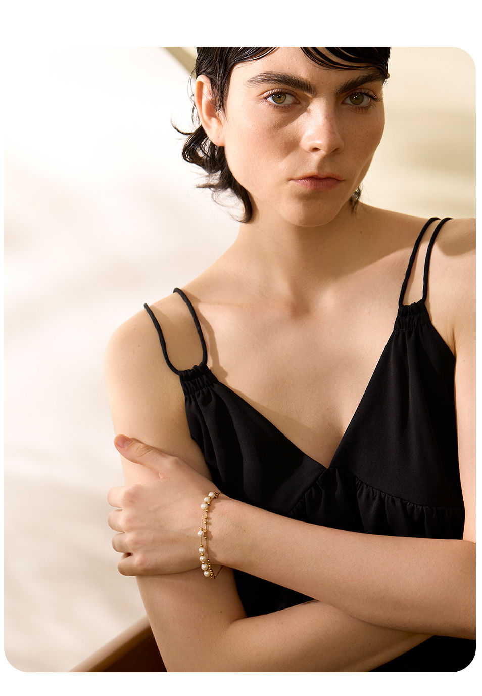 Thumbnail: Natural Freshwater Pearls Bead Chain Stainless Steel Waterproof Bracelet B