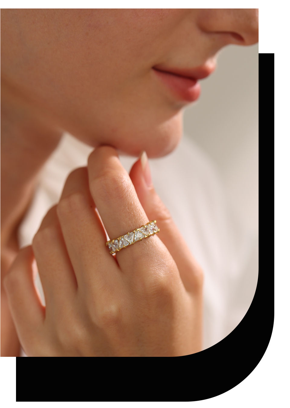 Thumbnail: Stainless Steel Delicate Bling Heart Cubic Zirconia Fashion Shiny Ring for