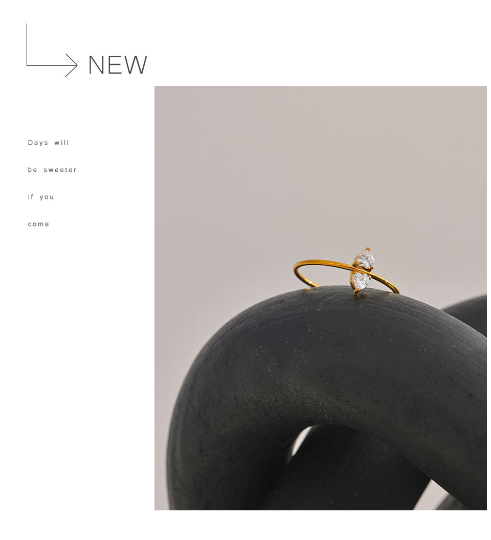 Thumbnail: Stainless Steel Zircon Ring Women Fashion 18k Gold Plated Jewelry Exquisit