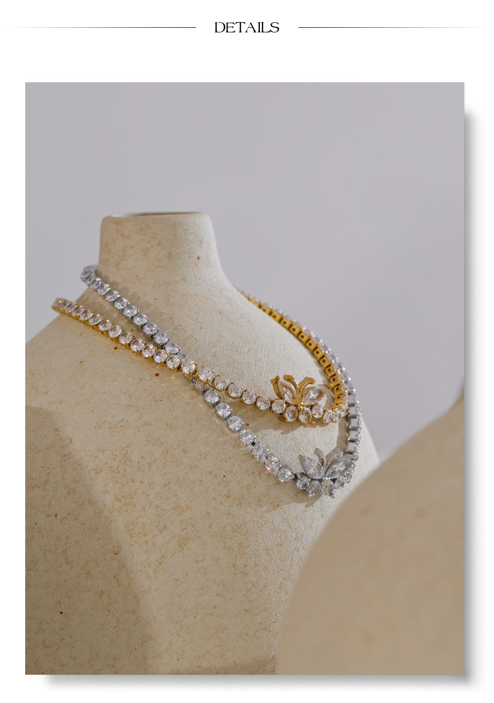 Thumbnail: High-Grade Accessories Bling Cubic Zirconia Butterfly Bracelet Bangle Gold