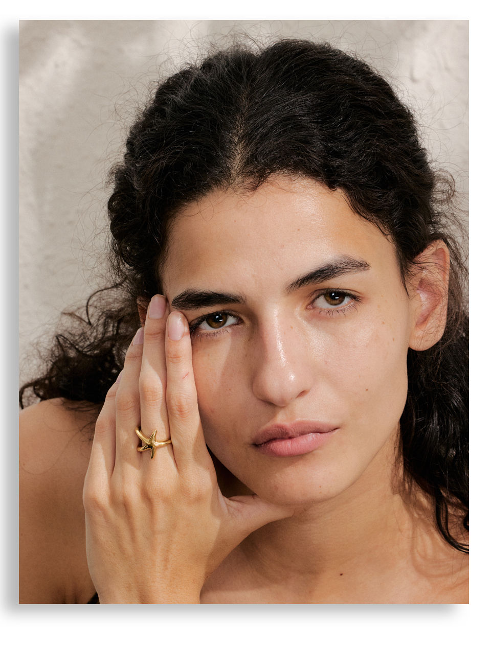 Thumbnail: Ocean Style Stainless Steel Starfish Gold Silver Color PVD Ring Fas