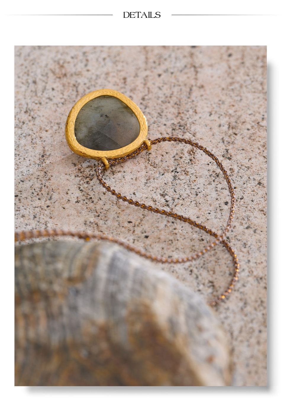Thumbnail: Natural Spectrolite Agate Stone Oval Pendant Necklace for Women Golden Sta
