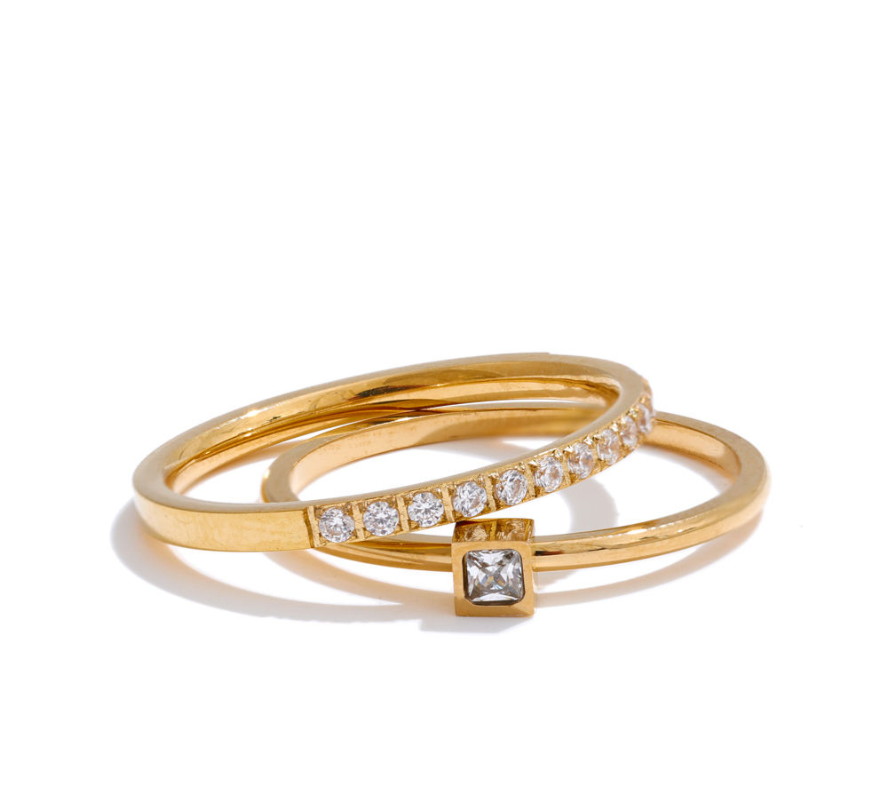 Delicate Cubic Zirconia Stackable Ring 18K Golden PVD Plat