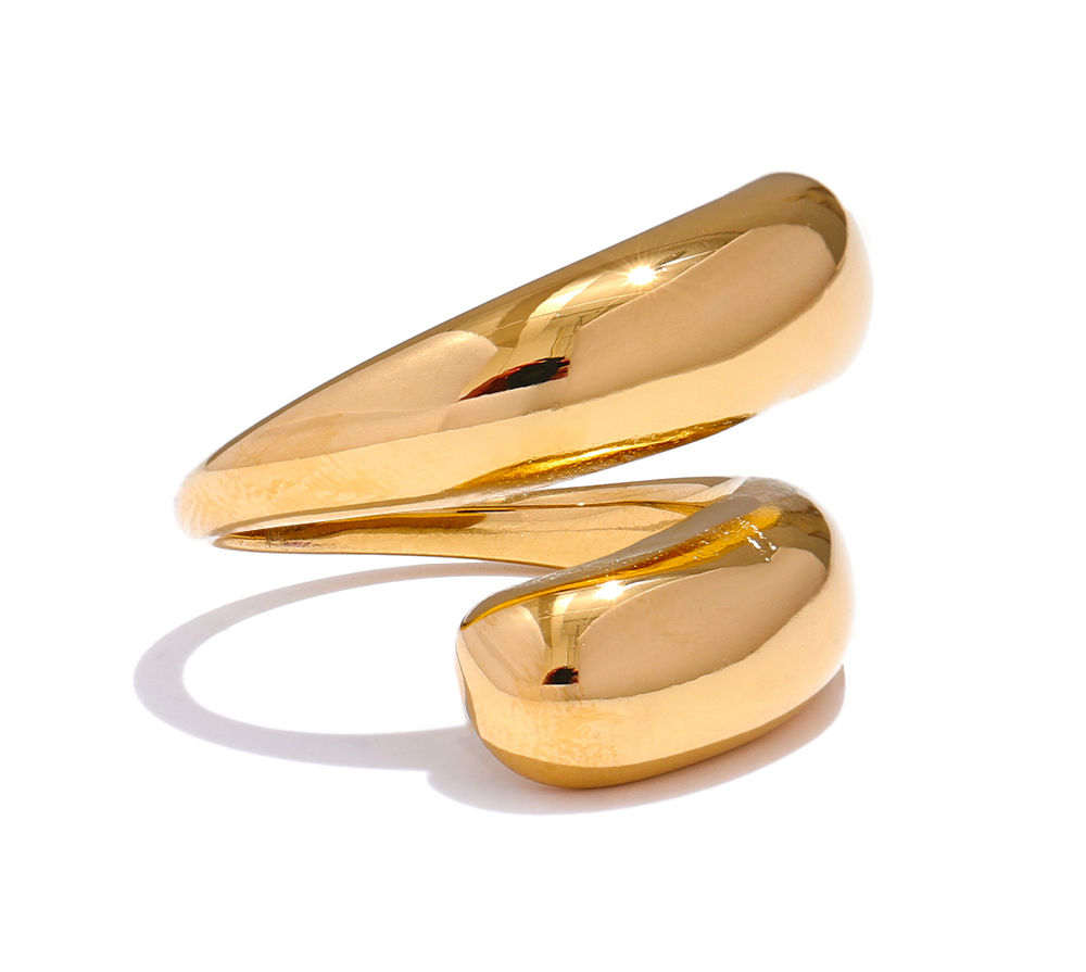 Chic Unique Stainless Steel Unusual Ring Water Resistant 18K PVD Plated Si