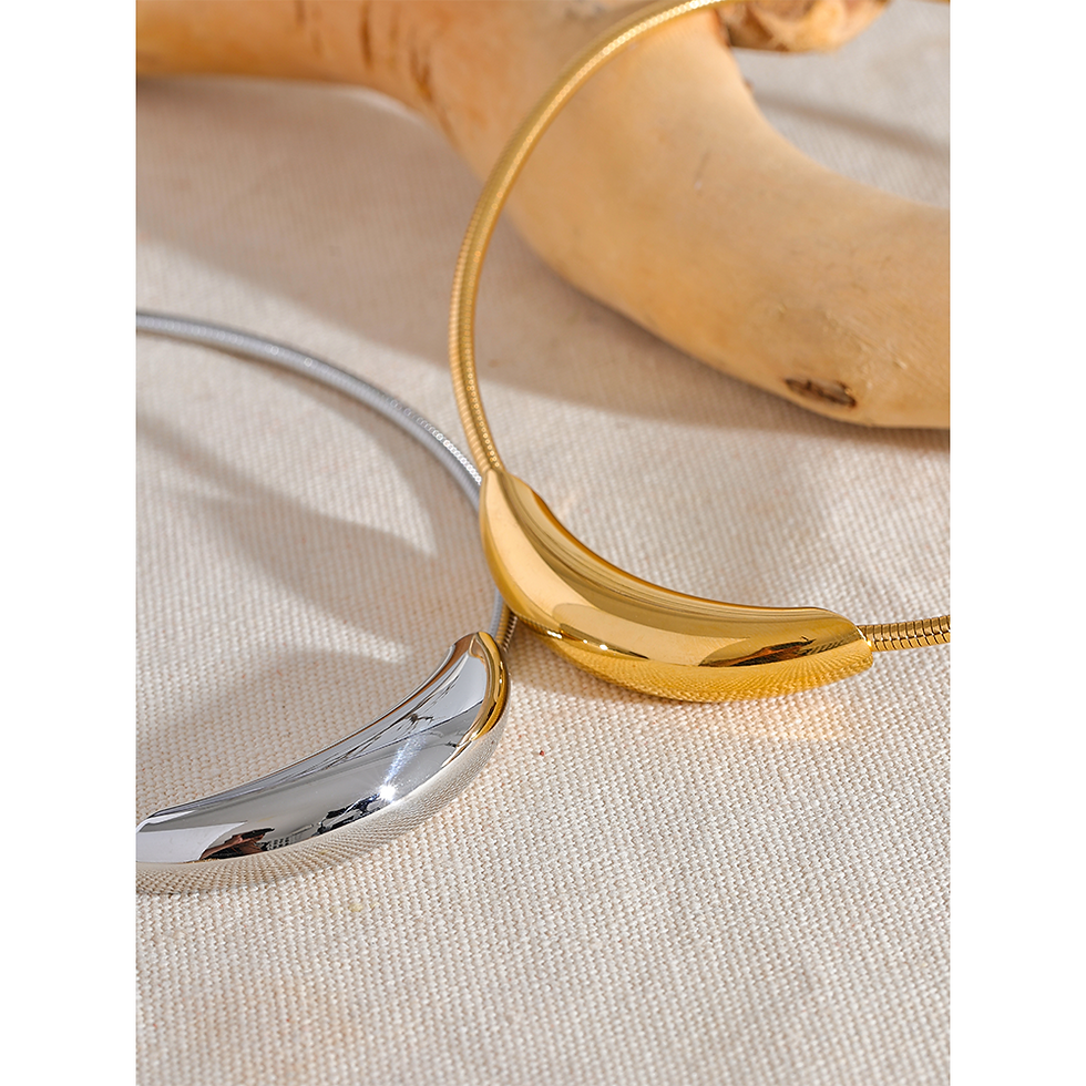 Thumbnail: Waterproof Stainless Steel Popular Choker Light Necklace Women Statement M