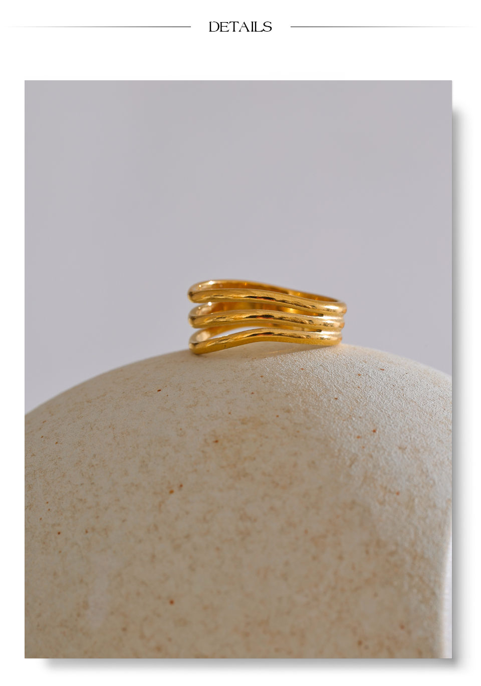 Thumbnail: Distinctive Stainless Steel Metal Geometric Layered Hollow Golden Rin