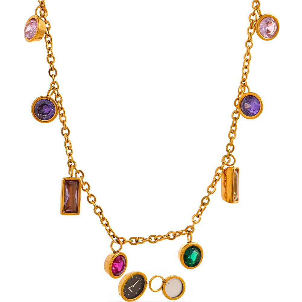 Luxury Bling Colorful Cubic Zirconia Chain Necklace Bracelet CZ Waterproof