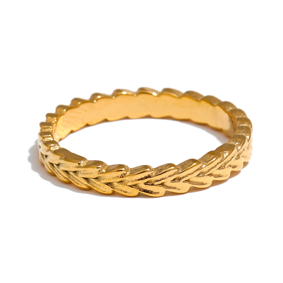 Thumbnail: Stainless Steel Cast Ring 18k Gold Color PVD Plated Thin Chic Index Finger