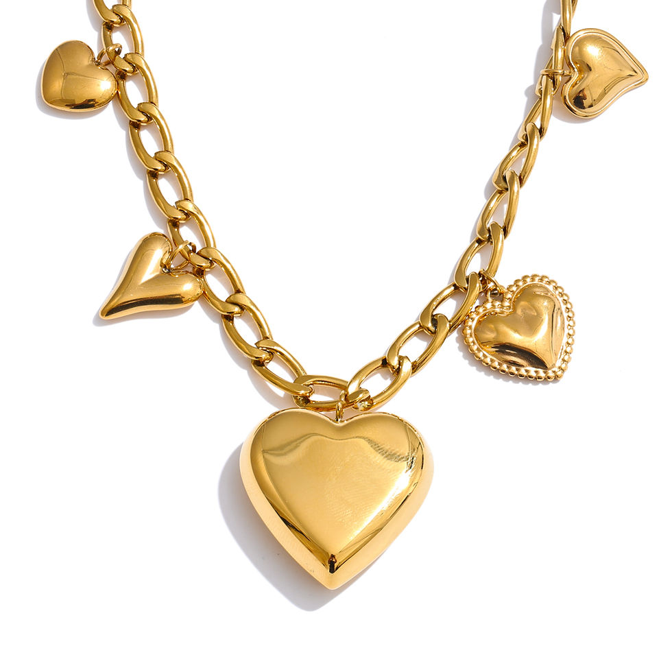Thumbnail: High Quality Sleek Stainless Steel Thick Heart Love Pendant Charms Drop Ne
