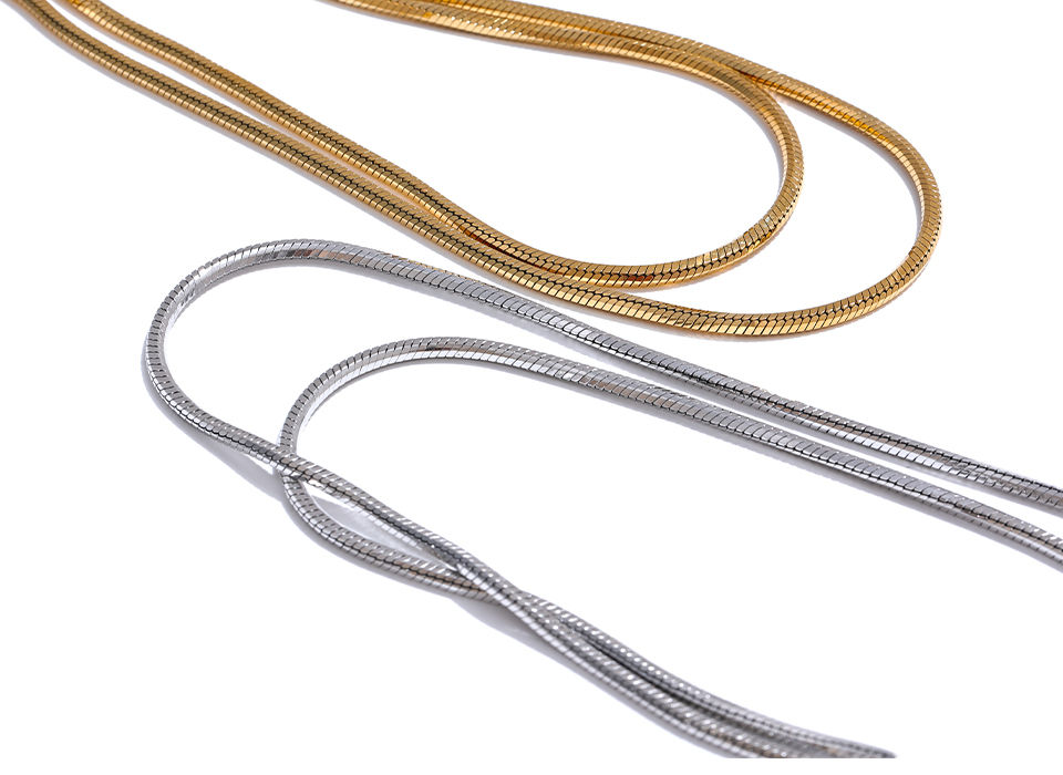 Thumbnail: 90+5cm New Square Exquisite Long Bling Chain Necklace 316L Stainless Steel