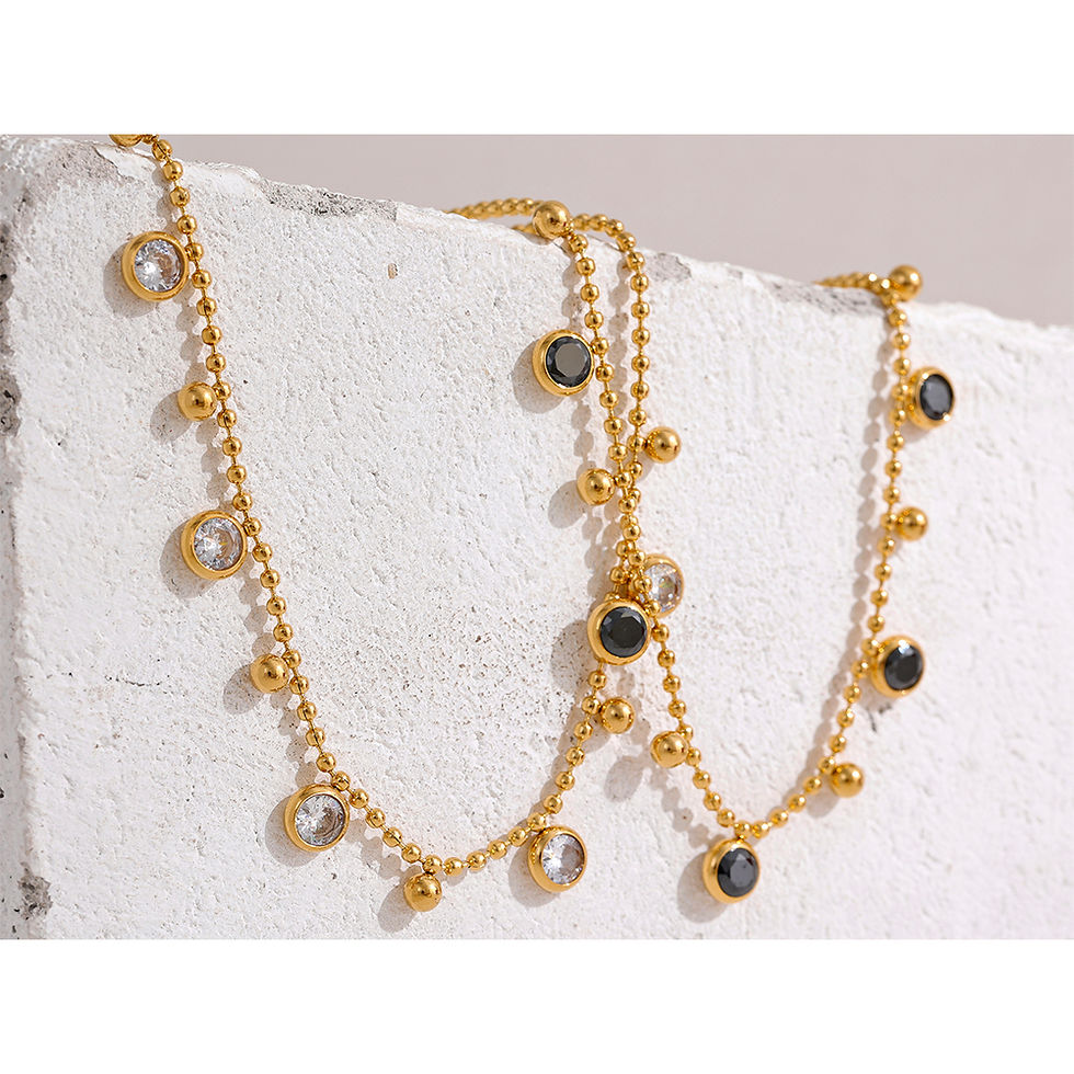 Thumbnail: Luxury Shiny Cubic Zirconia Chain Stainless Steel Aesthetic Necklace Brace