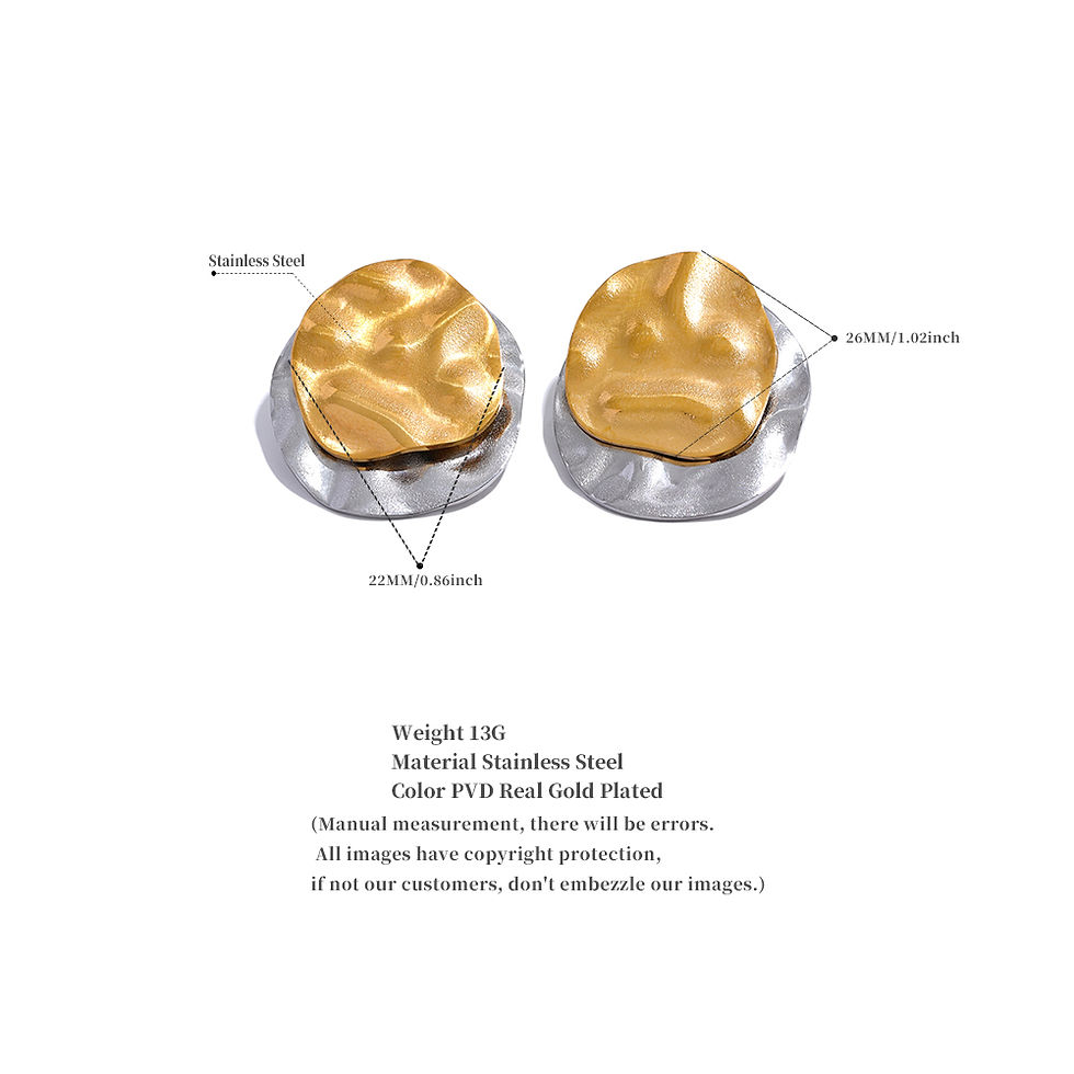 Thumbnail: Double Color Stainless Steel Metal Geometric Round Stud Earrings Women Dai