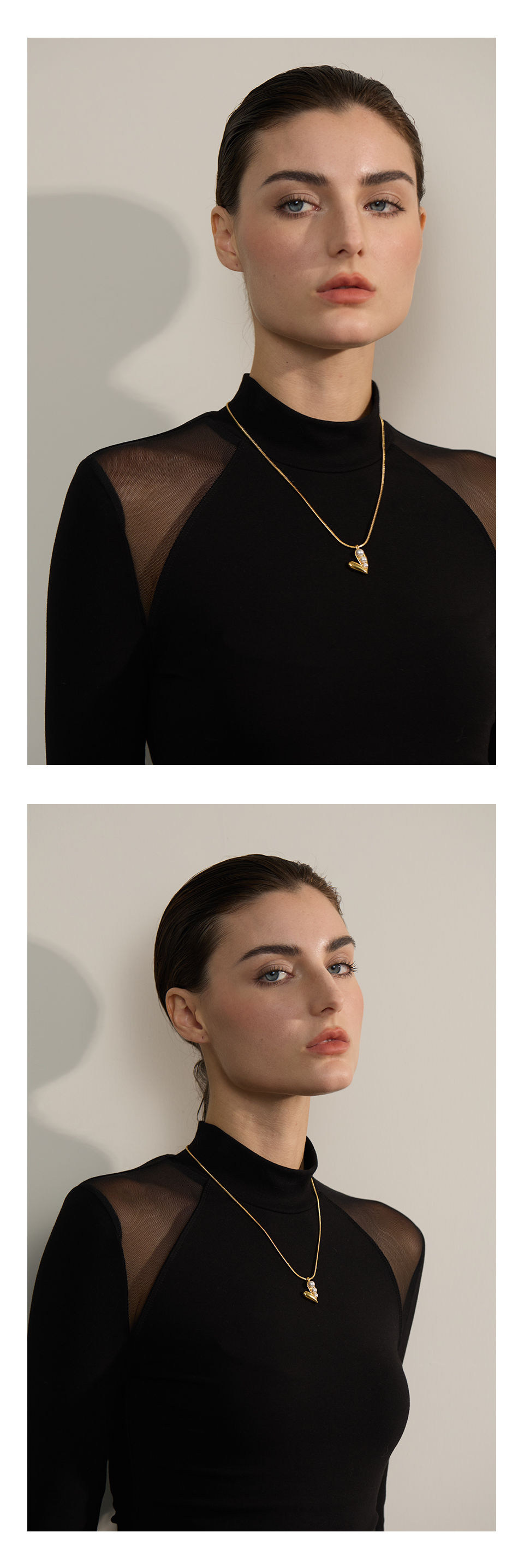 Thumbnail: Trendy Stainless Steel Imitation Pearls Heart Love Pendant Necklace Water