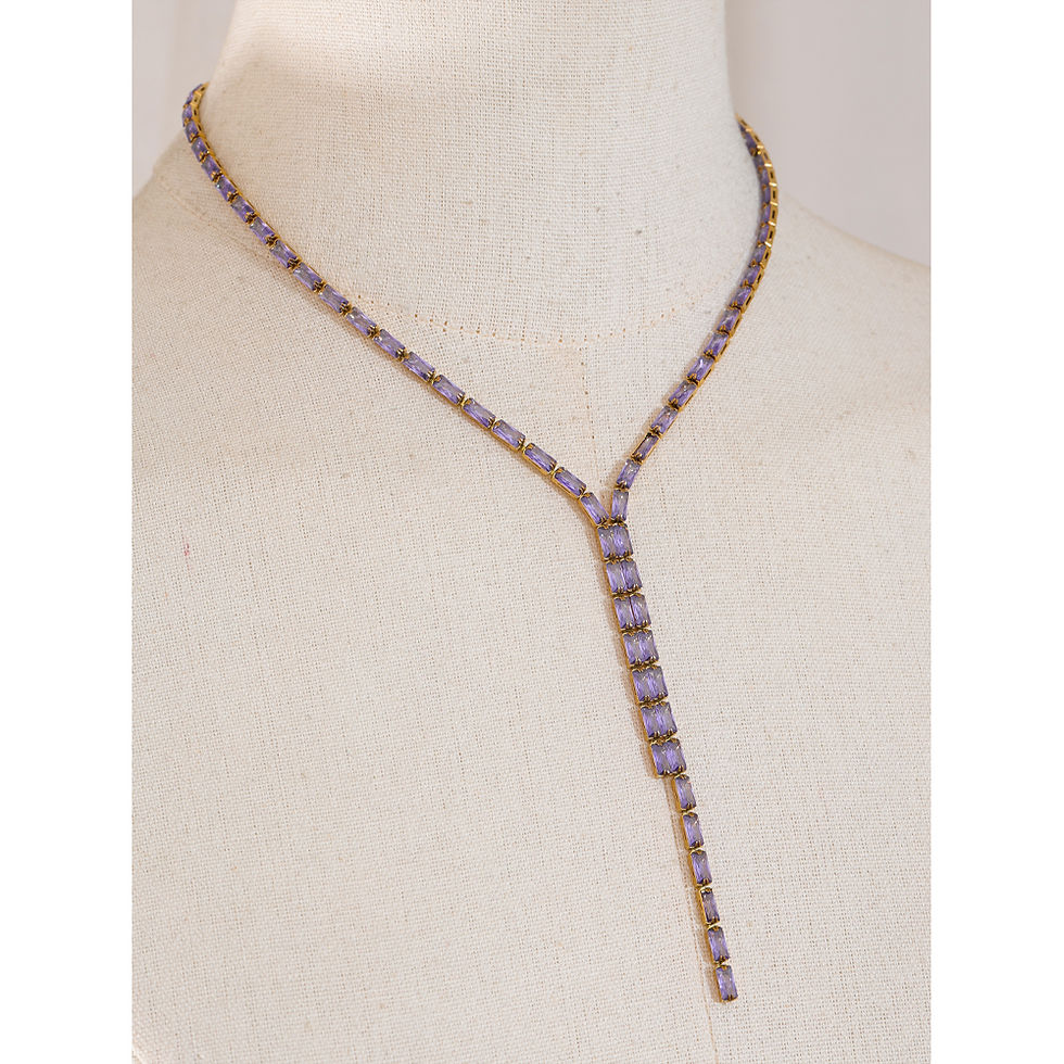 Thumbnail: Delicate Shiny Multicolored Cubic Zirconia Chain Chest Necklace High Quali