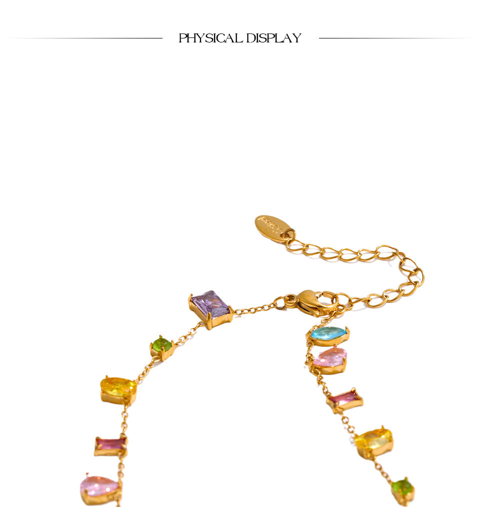 Thumbnail: AAA High-Grade Colorful Cubic Zirconia Chain Necklace Gift Summer Stainles