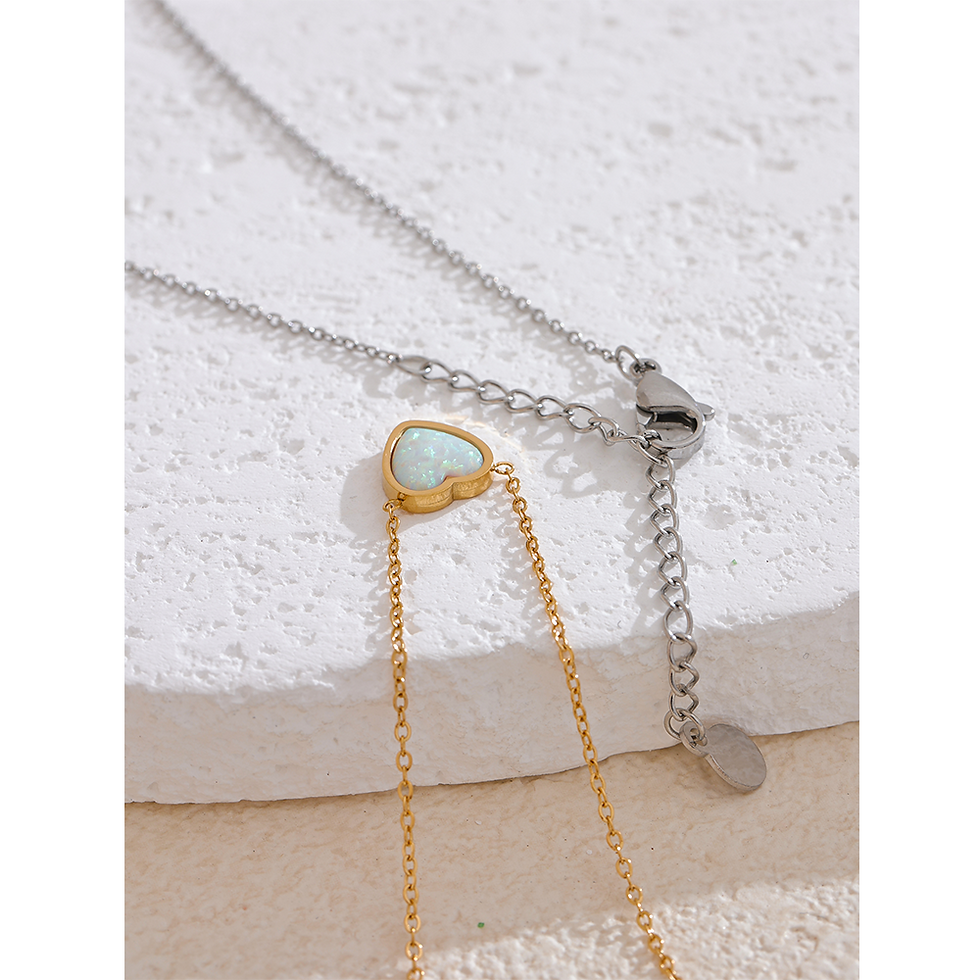 Thumbnail: Natural Australian Opal Stone Small Chic Heart Pendant Necklace Women Deli