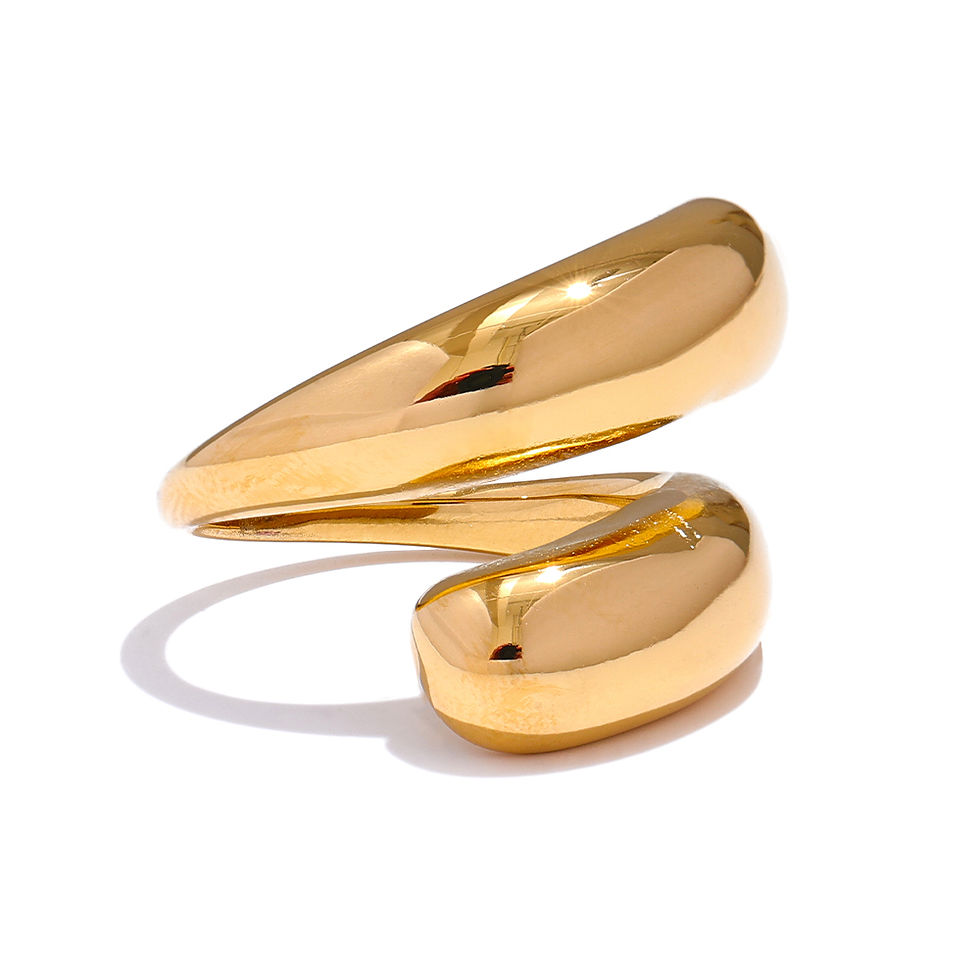 Thumbnail: Chic Unique Stainless Steel Unusual Ring Water Resistant 18K PVD Plated Si