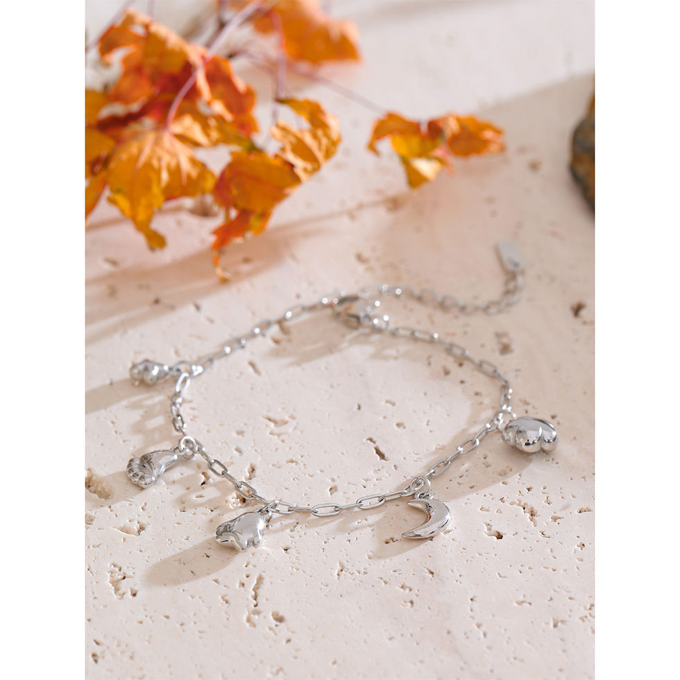 Thumbnail: Stainless Steel Flower Moon Star Charms Drop Bracelet Bangle 2025 Waterpro