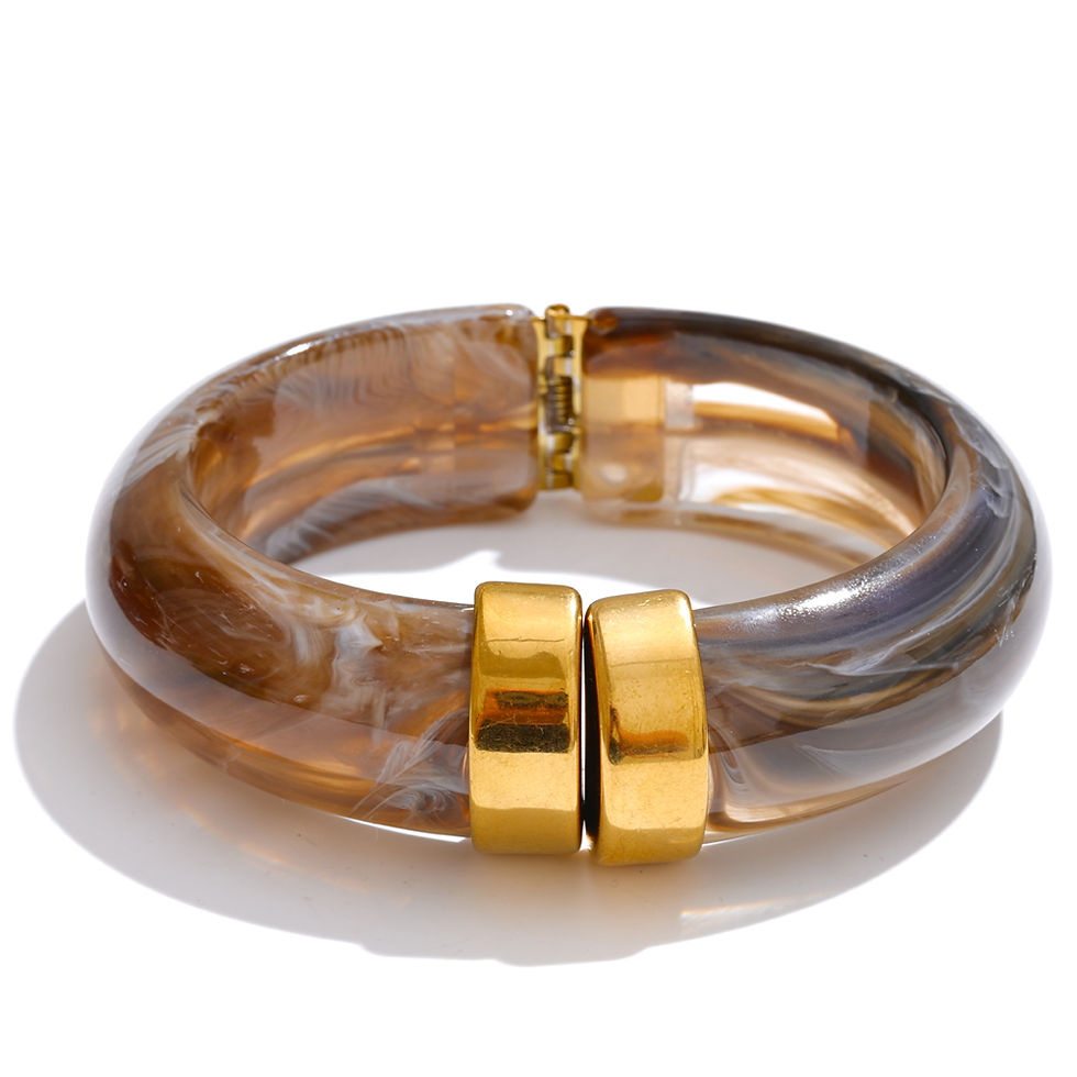 Thumbnail: Fashion Acrylic Thick Bracelet Bangle for Women Stainless Steel Water