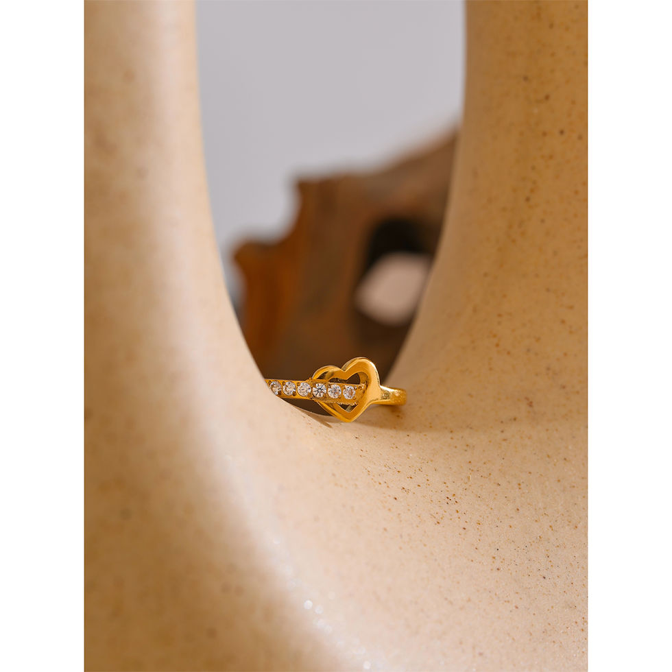 Thumbnail: Chic Stainless Steel Zirconia Inlaid Heart Cross Love Ring Tarnish Re