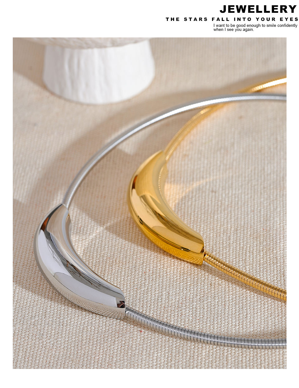 Thumbnail: Waterproof Stainless Steel Popular Choker Light Necklace Women Statement M