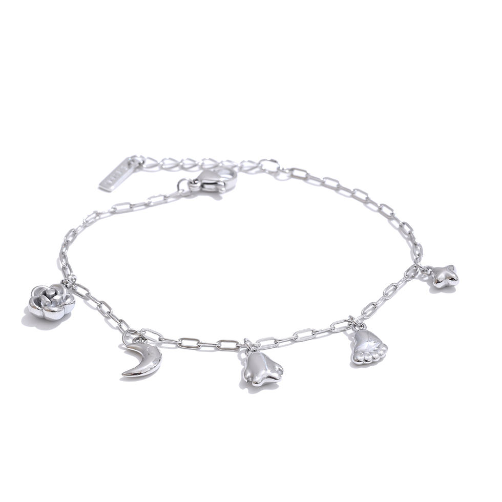 Thumbnail: Stainless Steel Flower Moon Star Charms Drop Bracelet Bangle 2025 Waterpro