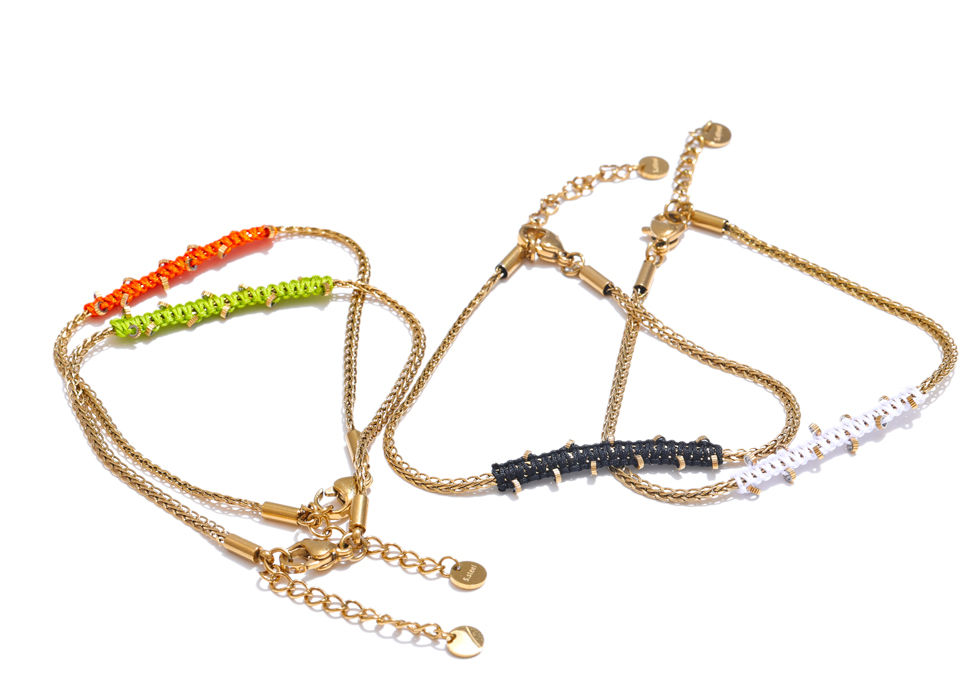 Thumbnail: Waterproof Stainless Steel Multi-color Dainty Exclusive Handmade Braided C