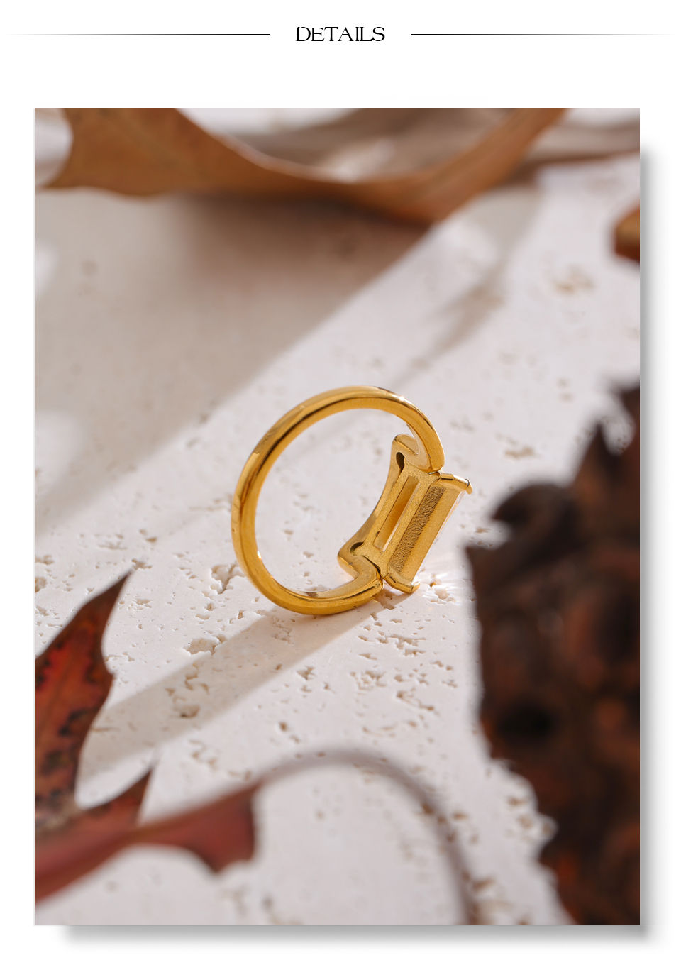 Thumbnail: Shiny Cubic Zirconia Rectangle Golden Ring Water Resistant St