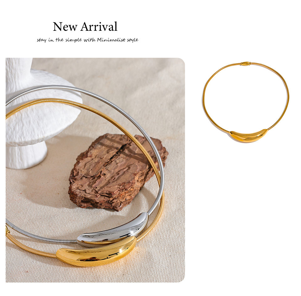 Thumbnail: Waterproof Stainless Steel Popular Choker Light Necklace Women Statement M