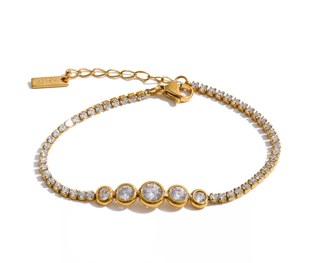 High Quality Stainless Steel Full Cubic Zirconia Chain Bracelet Bangle Dai