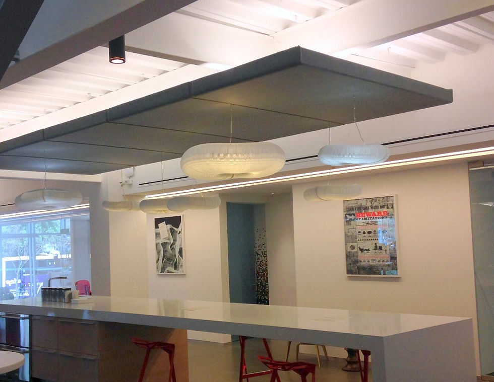 Chandelier and Acoustic Ceiling