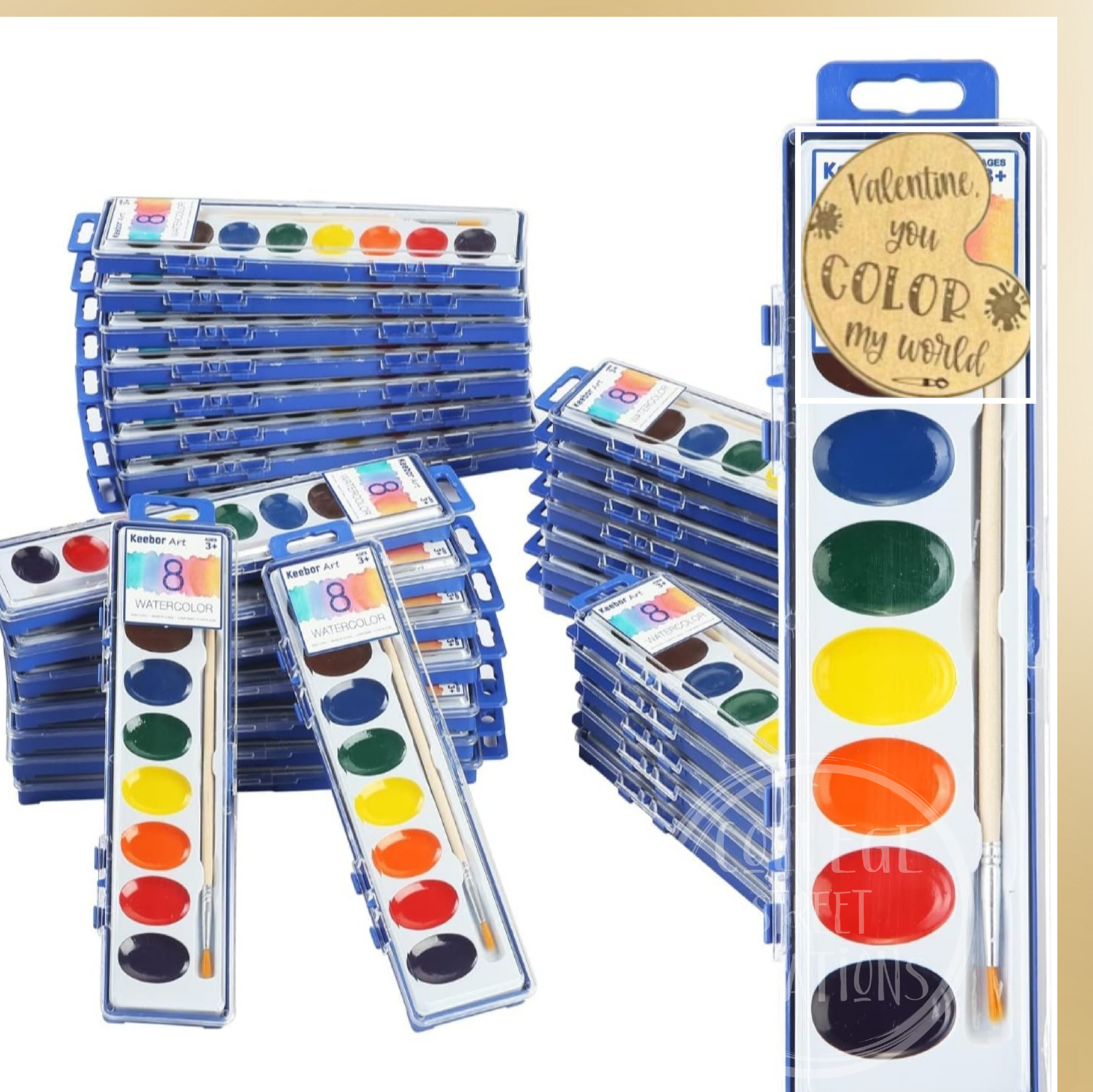 Valentine's Day Watercolor Favors | Class Valentine Gift |