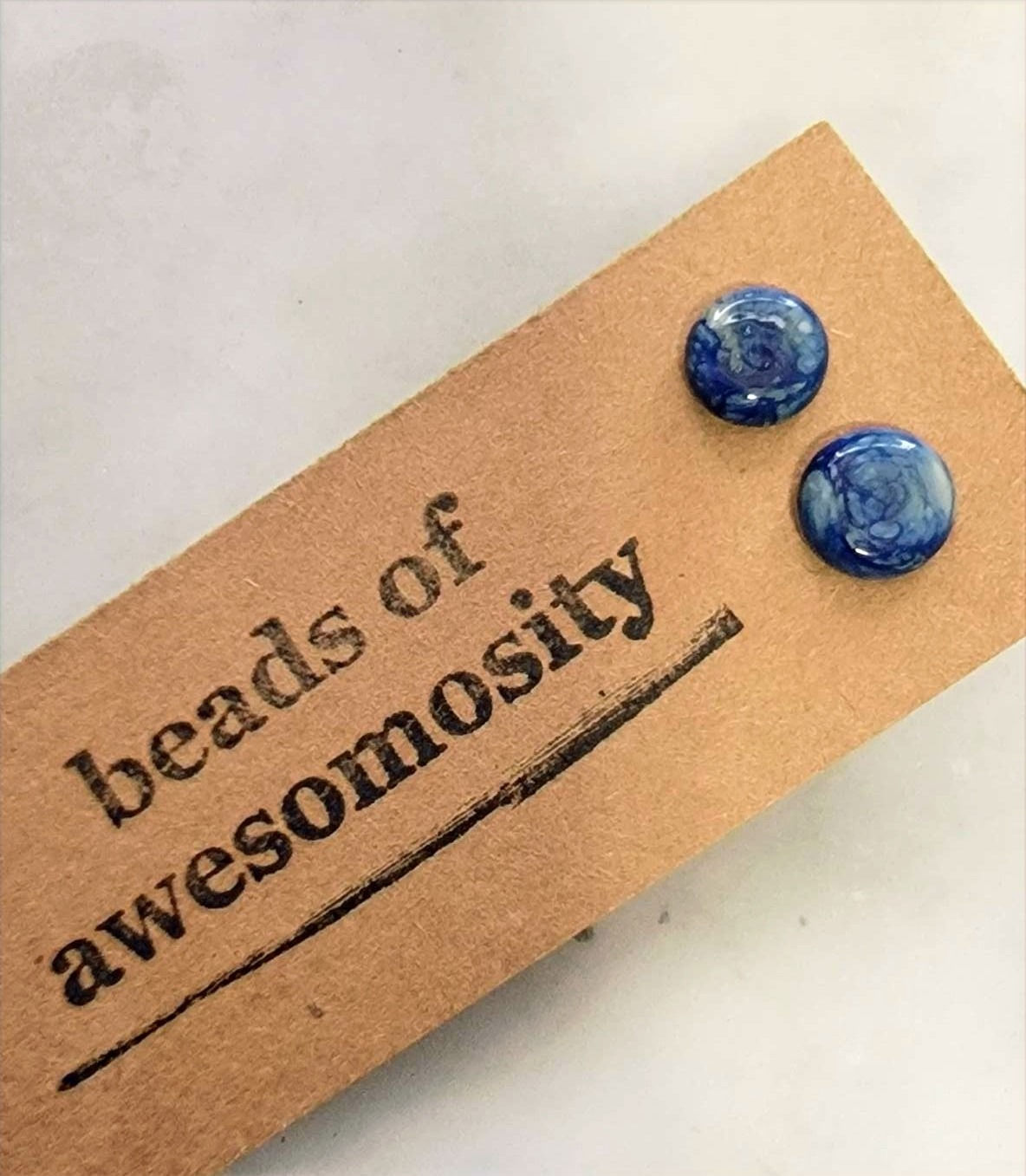 Mid Lapis Marble Studs