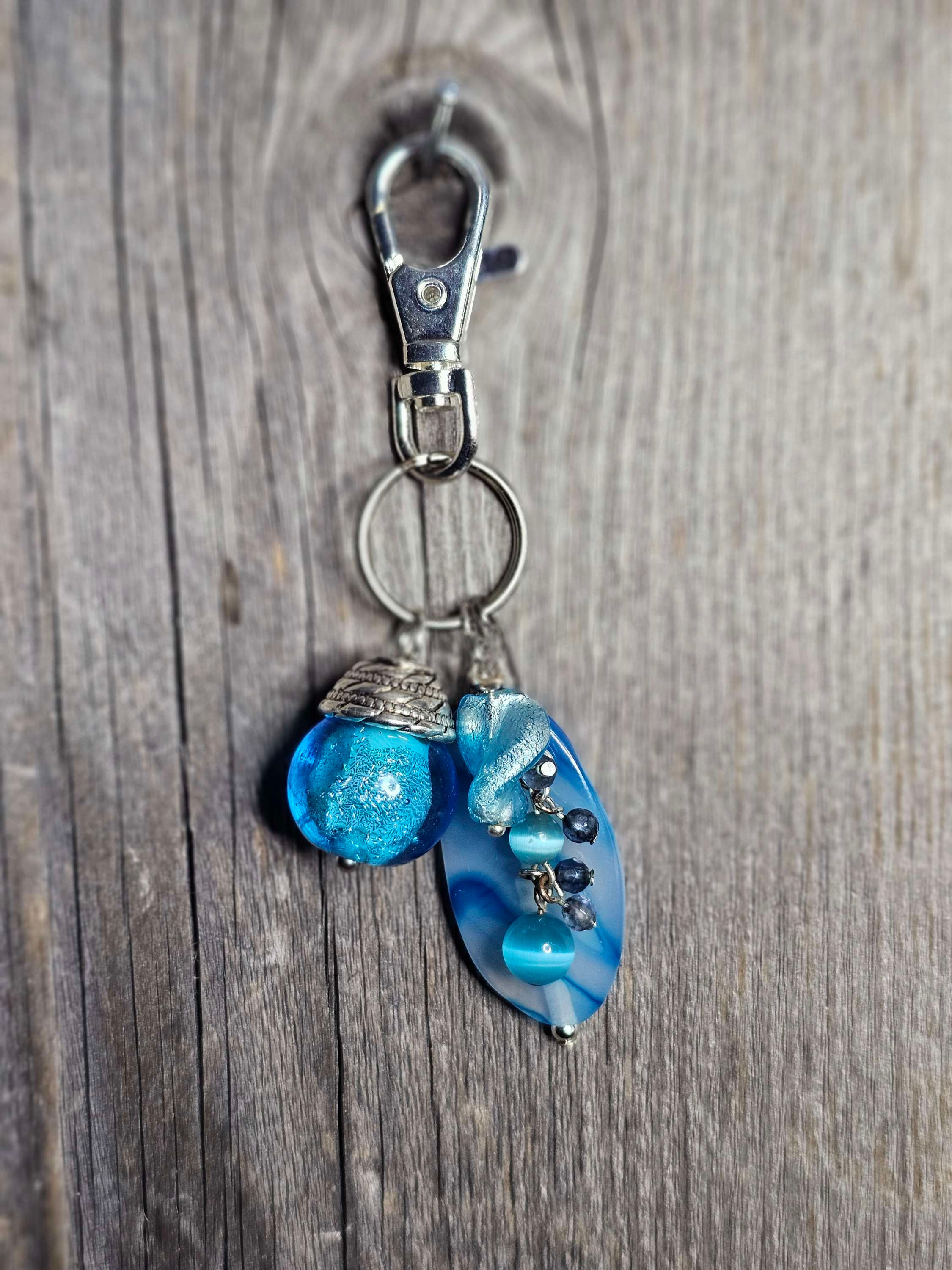 Aqua Sparkle keychain/dangle