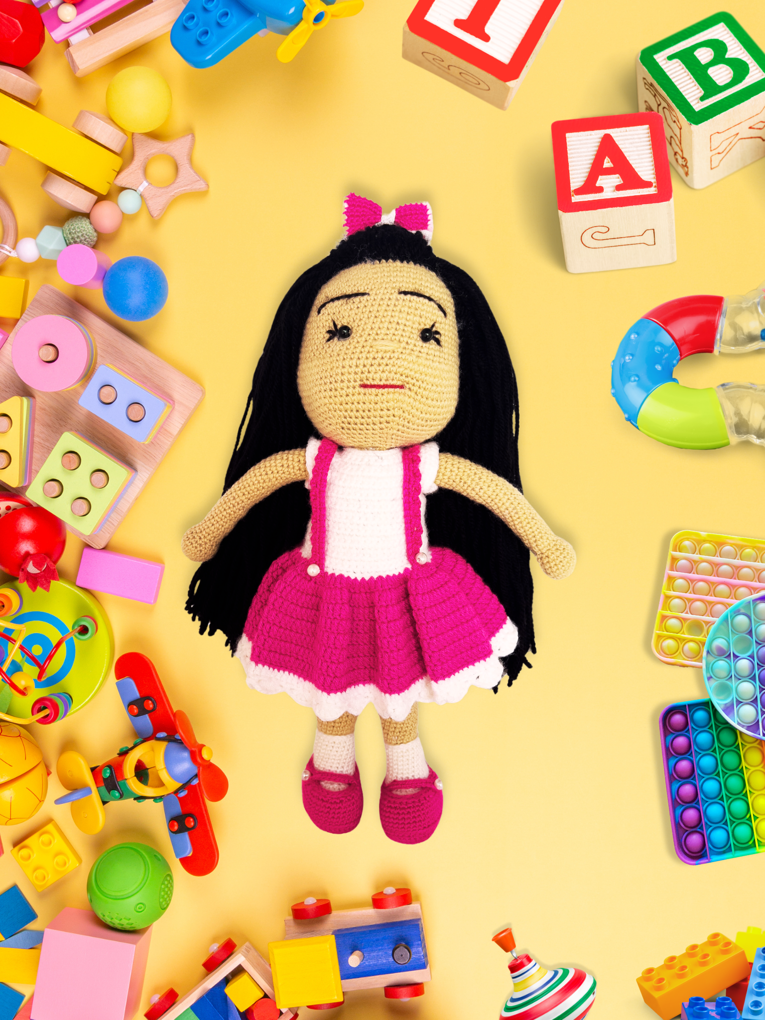 Pempe Elbiseli Amigurumi Bebek