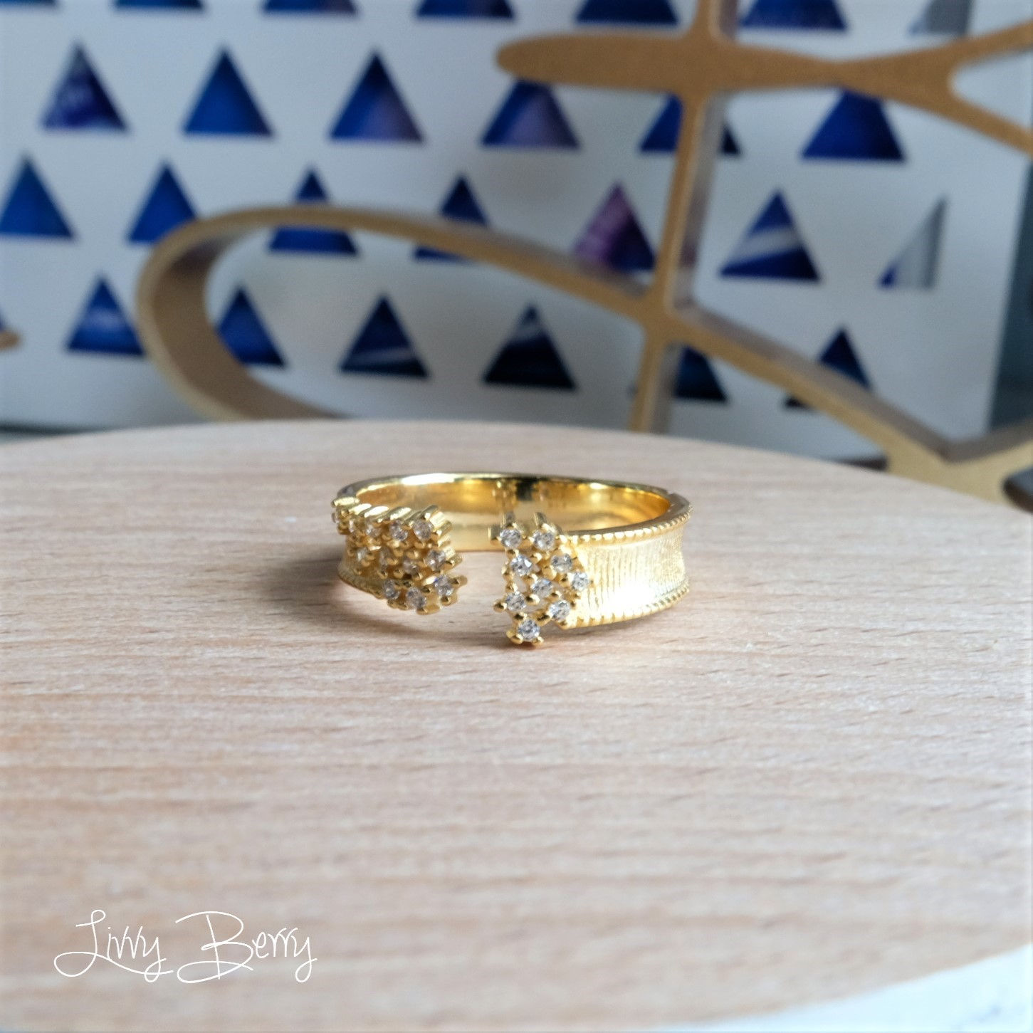 925 Silver Elegant Gold-plated Open-ended Ring