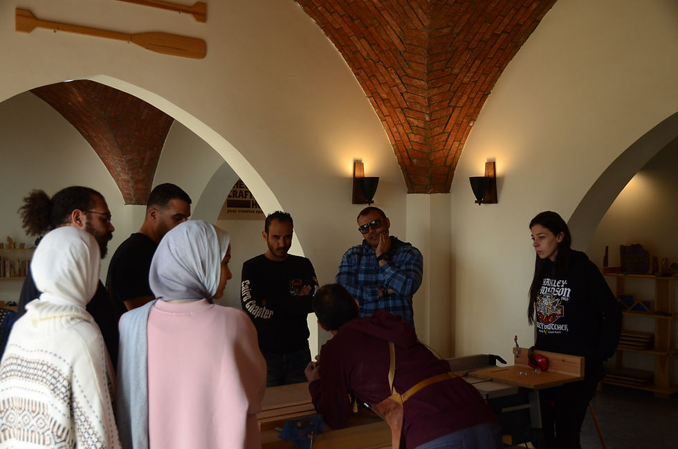 Woodcraft class: group learning woodworking