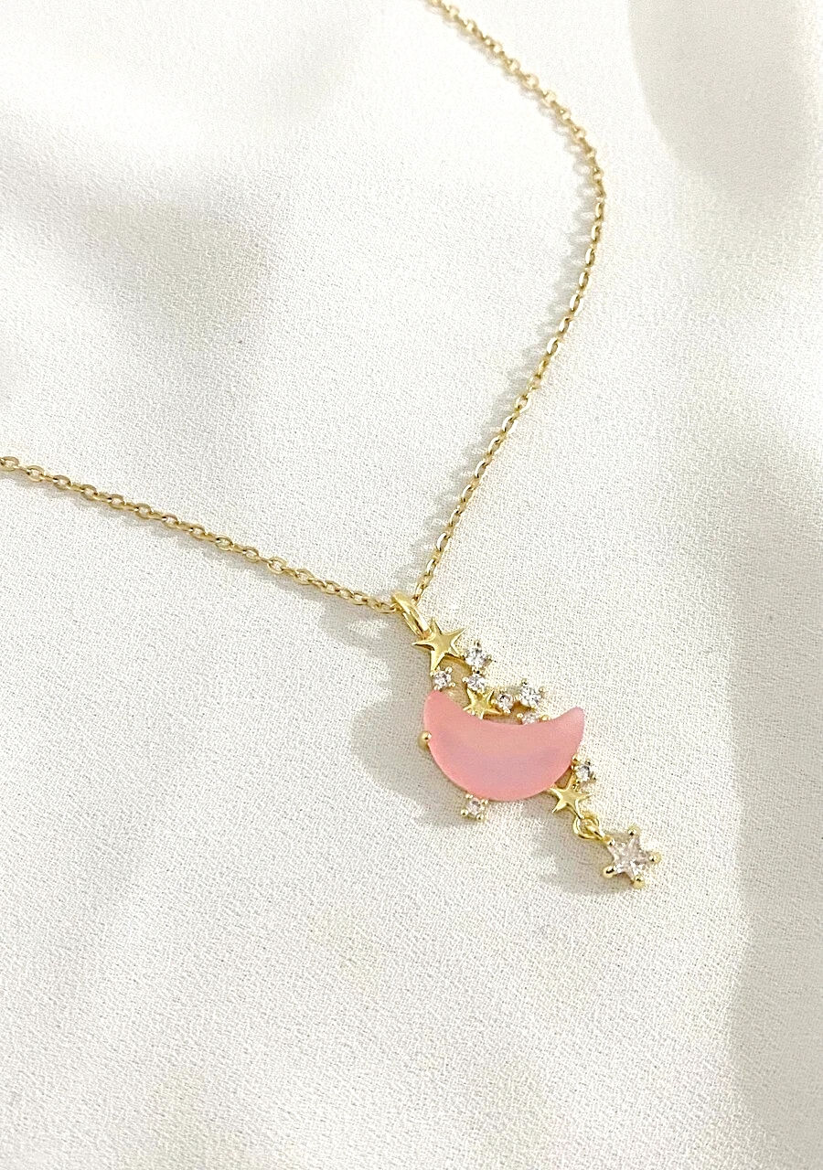 Luna Gold Moon & Star Necklace | Stainless Steel