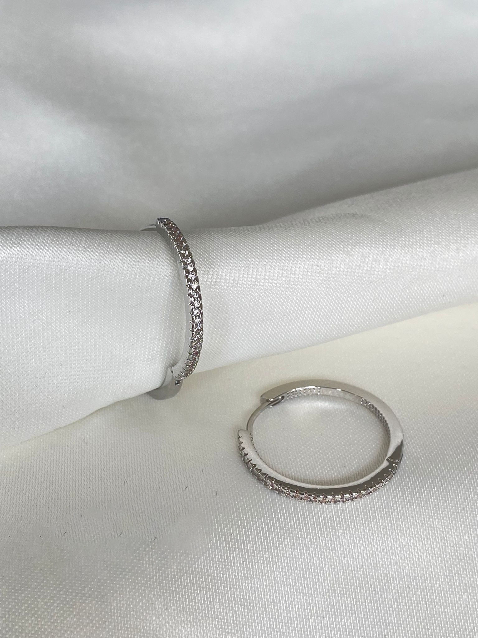 Lara Crystal Hoop Earrings | Silver Plated