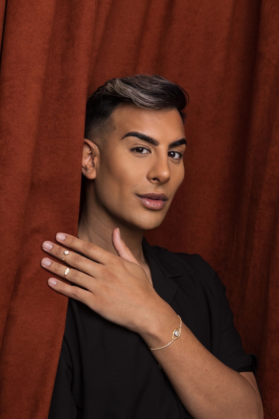 Thumbnail: Junaid Collection Evil Eye Crystal Ring (Adjustable) (Gold)
